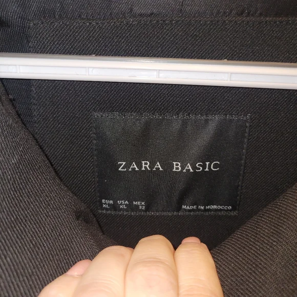 Zara Basic Black Wool Lined Jacket Coat Sz XL - Picture 3 of 4